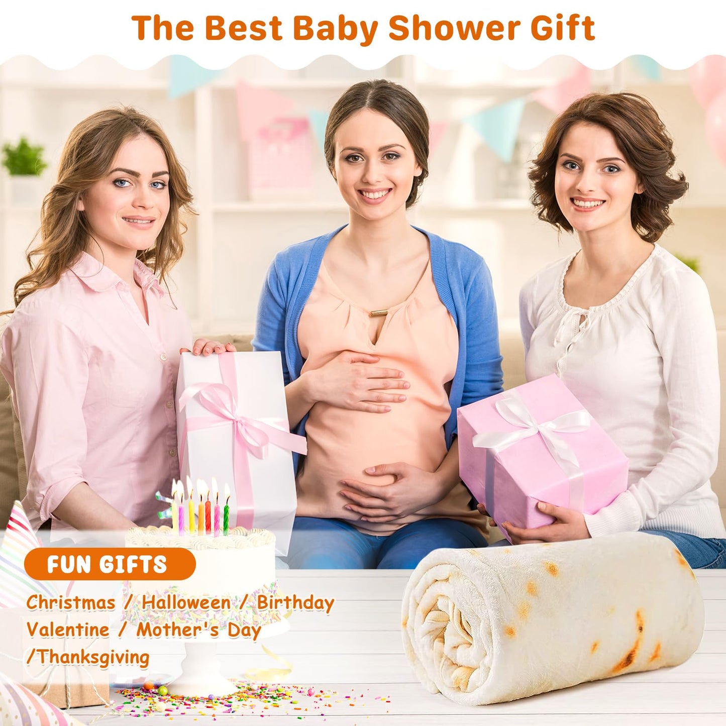 Gifts for Women Tortilla Blanket Adult Size 71 Inch, Graduation Gifts for Men and Women, Baptisms Gifts for Girl, Taco Food Burrito Blanket for Adult, Flannel Blanket Funny Gifts for Girlfriend