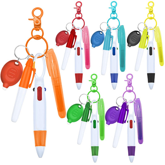 Nurse Pen Set, 6-Pack Nursing Essentials with Ballpoint Pens, Highlighters, Permanent Markers, LED Keychain Flashlights, and Badge Reel Clips