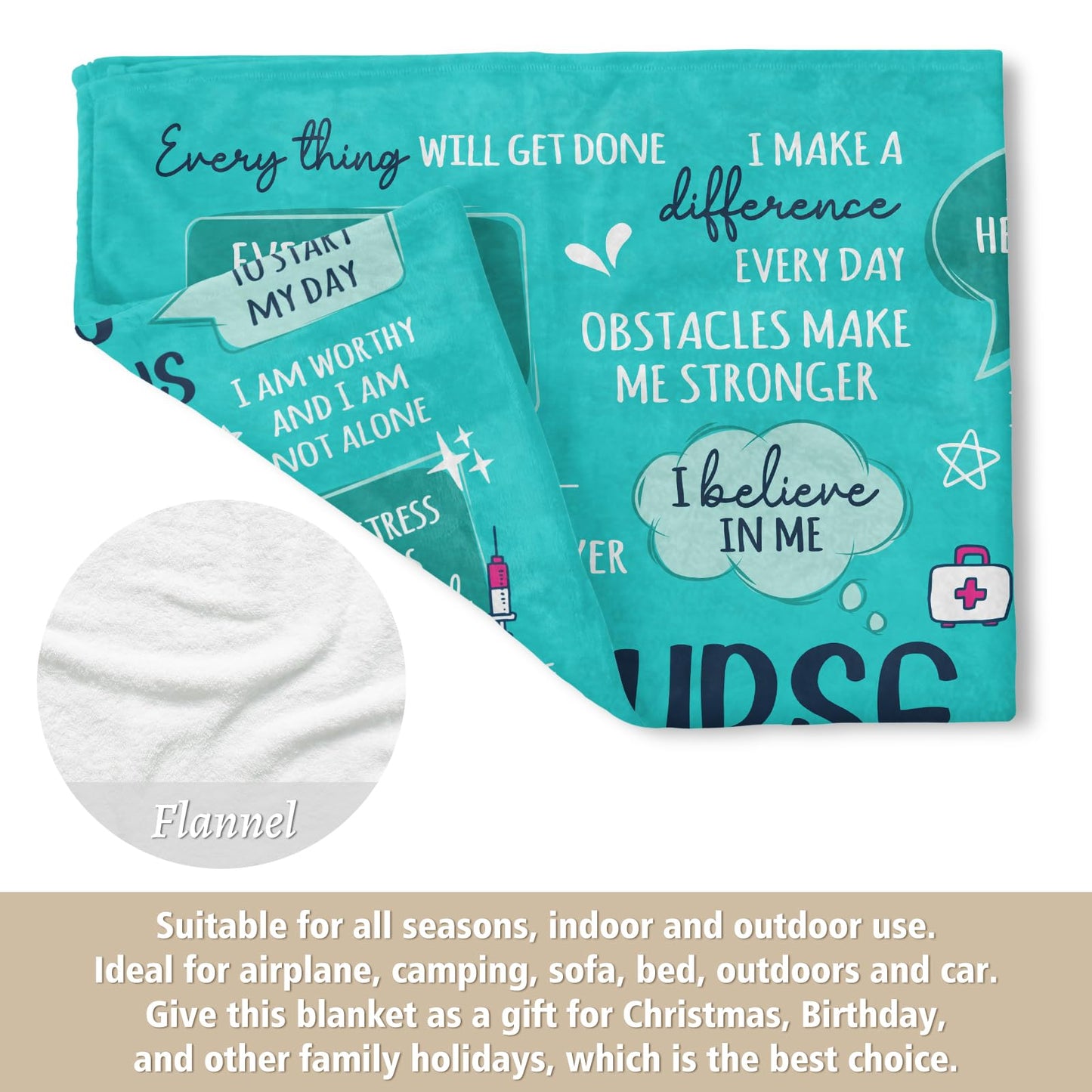Craftique Nurse Gifts for Women Men- Soft Nurse Blanket with Daily Affirmations- Christmas LPN RN Gifts for Nurses Practitioner, Nursing School Graduate Birthday Appreciation Gift, Nurses Week/Day