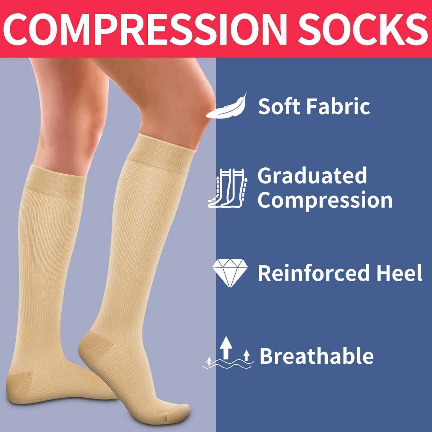 Laite Hebe 4 Pairs-Compression Socks for Women&Men Circulation-Best Support for Nurses,Running,Athletic