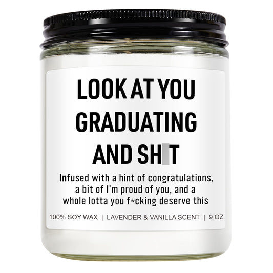 Funny Grad Candle, 2025 Graduation Gifts for Her, Him - College, High School, Masters Degree, Phd, Nursing & Nurse Graduation Gifts for Women, Men - 9 oz