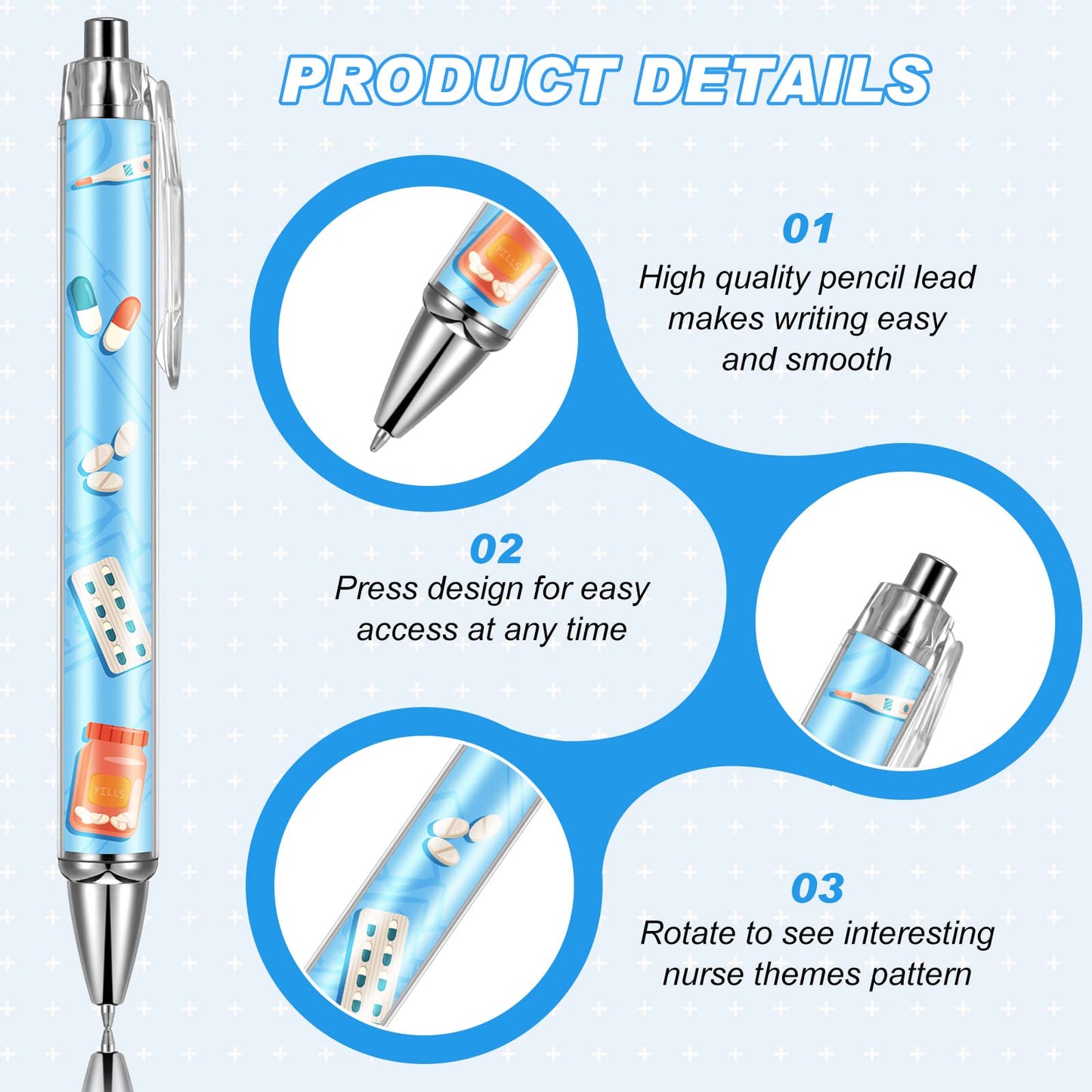 Funny Nurse Pens Lovely Cartoon Ballpoint Black Ink Retractable Press Nursing Pen for Appreciation Gifts Labor and Delivery Assistant Student Coworkers(24 Pcs)