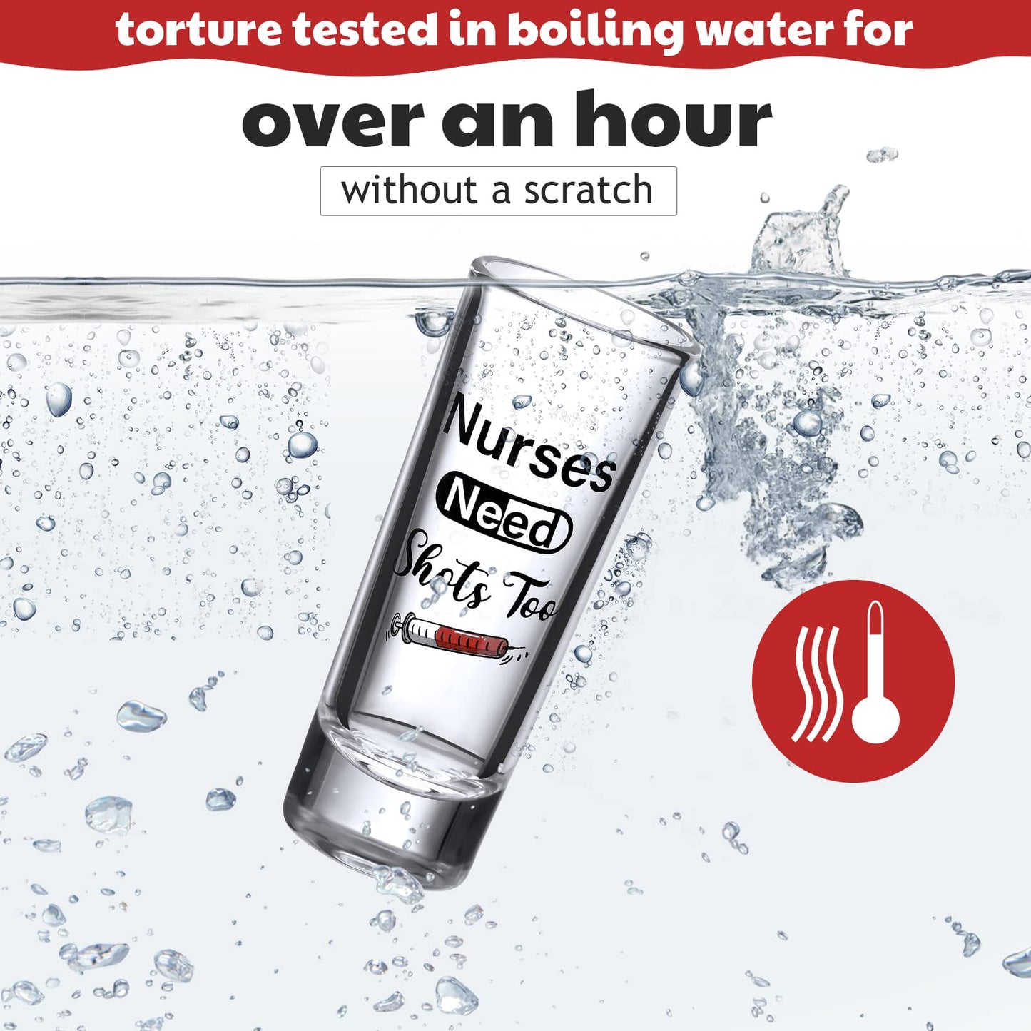 Patelai Nurse Need Shots Too, Funny Glass Gift for Women and Male Mom Sister or Friend Present for Nursing Graduation Nurses Day Party 2 oz(2 Pieces,2.36 x 1.97 Inches)