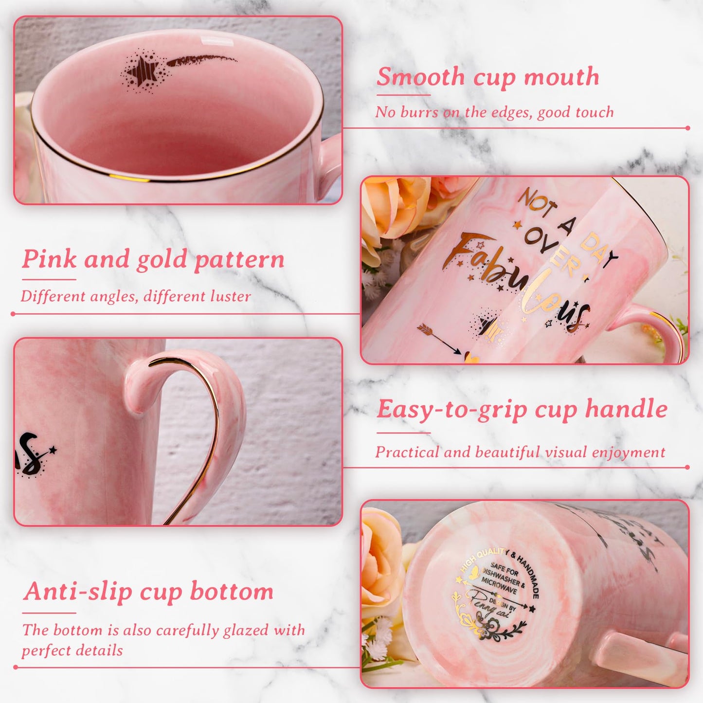 Nurse Gifts for Women, Funny Nurse Mug with Gold Print, Nurses Week Retirement Graduation Appreciation Present, School Nursing Student RN Practitioner, 14oz Pink Marbled Ceramic Cup, Nice Gift Boxed