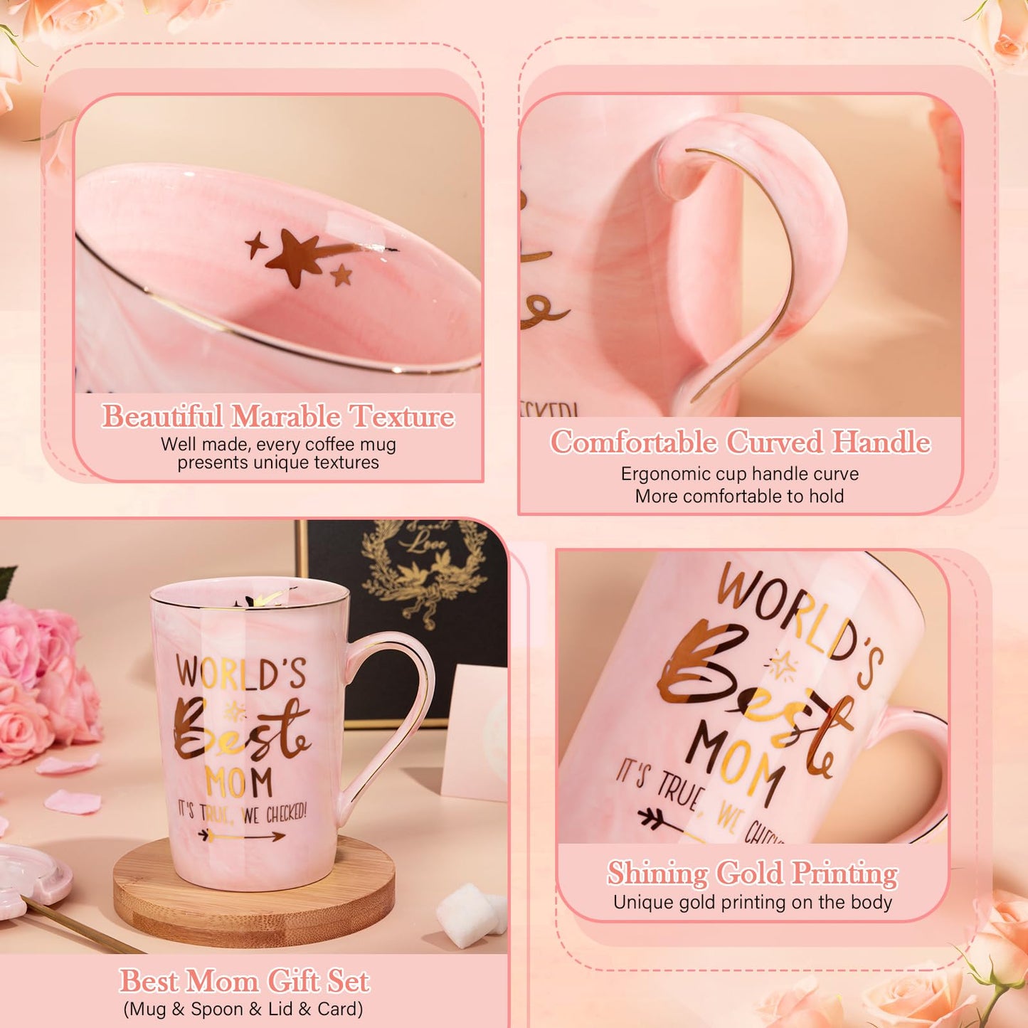 Nurse Gifts for Women, Funny Nurse Mug with Gold Print, Nurses Week Retirement Graduation Appreciation Present, School Nursing Student RN Practitioner, 14oz Pink Marbled Ceramic Cup, Nice Gift Boxed