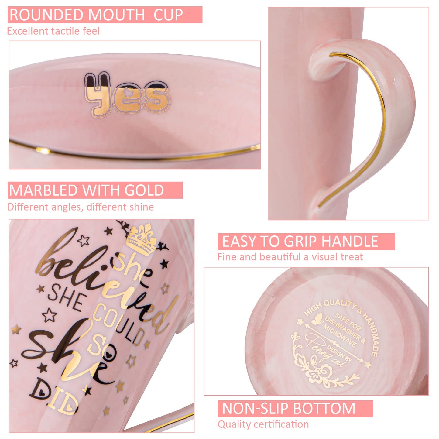 Nurse Gifts for Women, Funny Nurse Mug with Gold Print, Nurses Week Retirement Graduation Appreciation Present, School Nursing Student RN Practitioner, 14oz Pink Marbled Ceramic Cup, Nice Gift Boxed