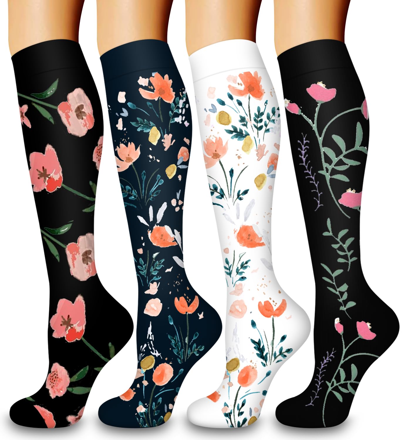 Laite Hebe 4 Pairs-Compression Socks for Women&Men Circulation-Best Support for Nurses,Running,Athletic
