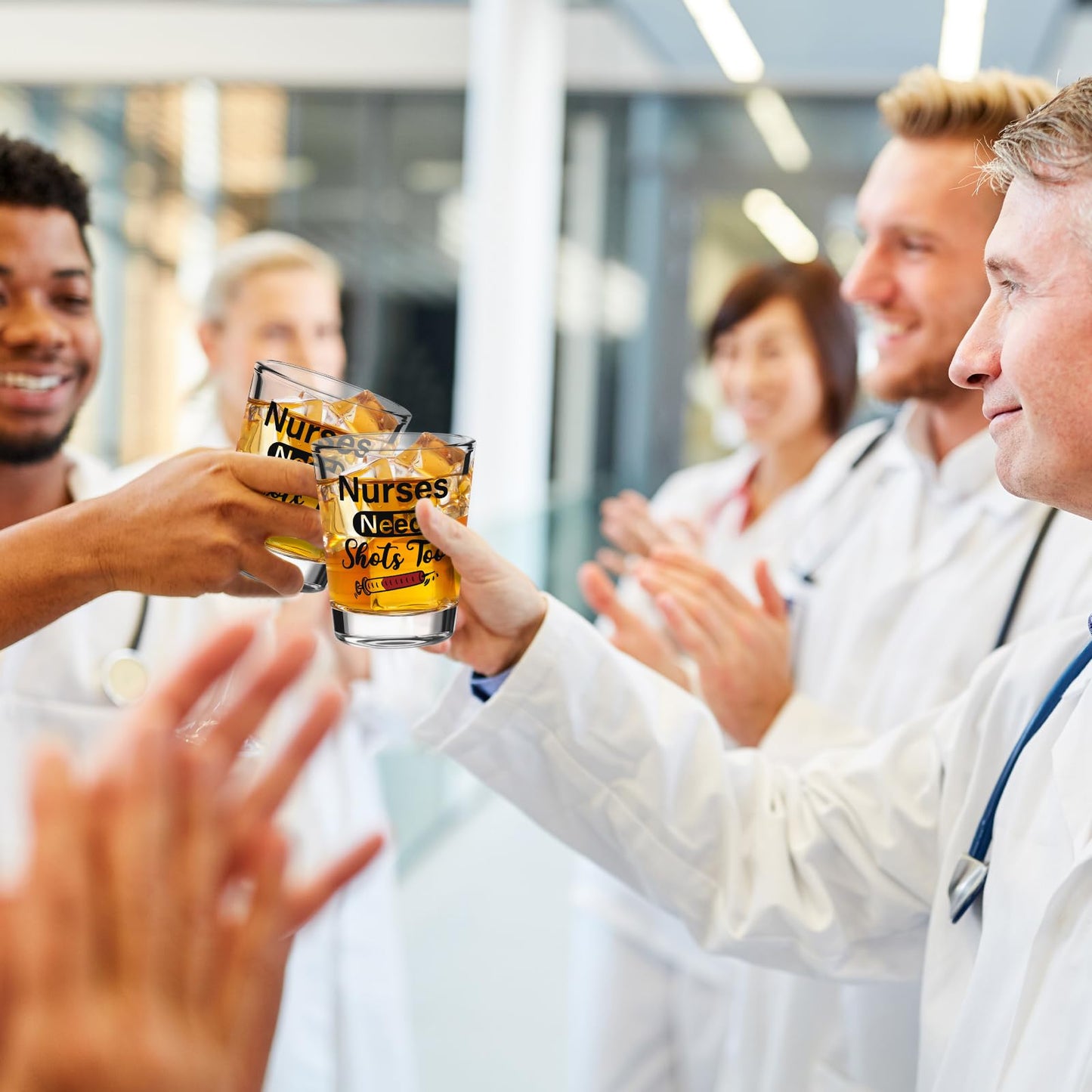 Patelai Nurse Need Shots Too, Funny Glass Gift for Women and Male Mom Sister or Friend Present for Nursing Graduation Nurses Day Party 2 oz(2 Pieces,2.36 x 1.97 Inches)