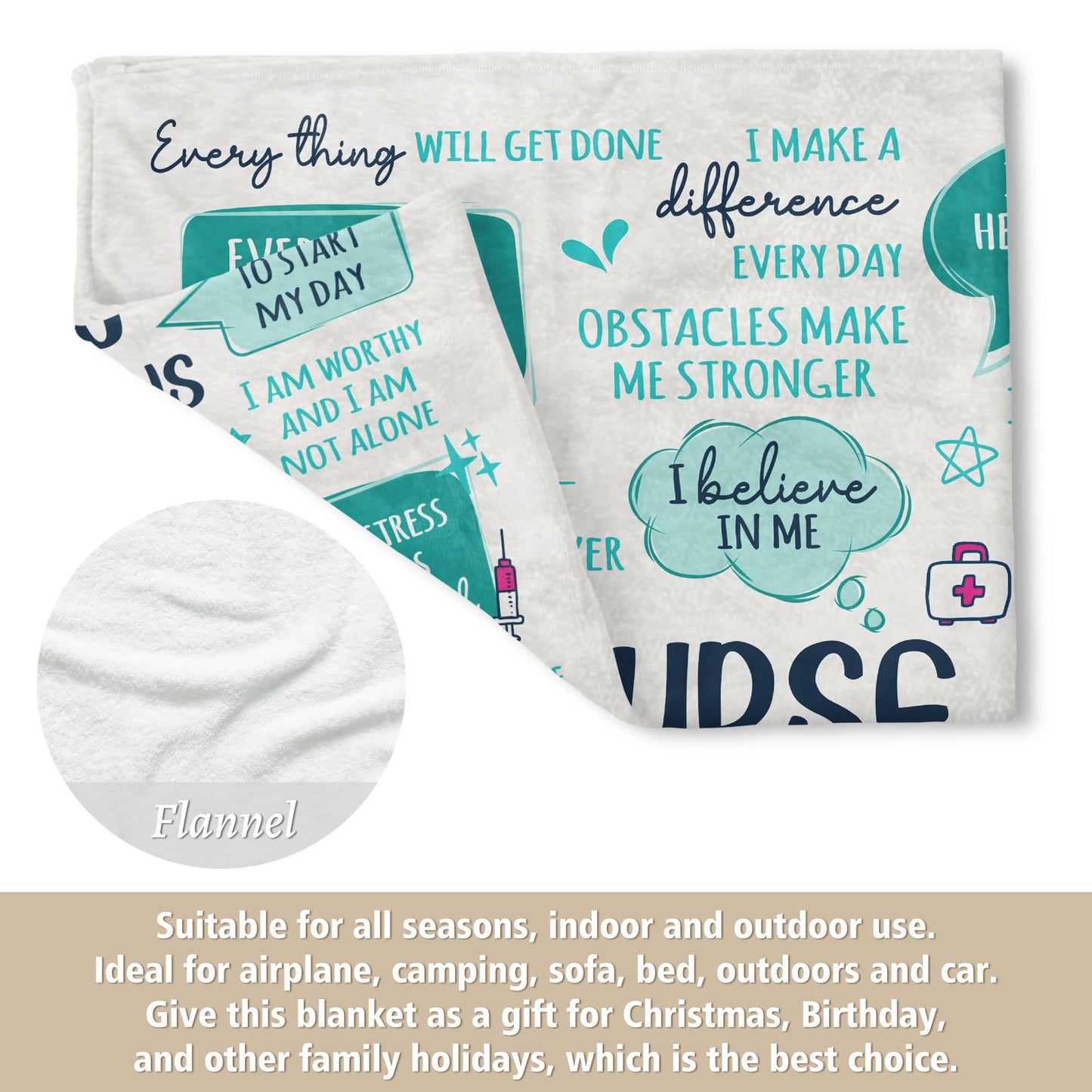 Craftique Nurse Gifts for Women Men- Soft Nurse Blanket with Daily Affirmations- Christmas LPN RN Gifts for Nurses Practitioner, Nursing School Graduate Birthday Appreciation Gift, Nurses Week/Day