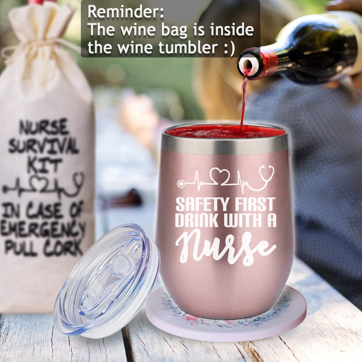 Nurse Appreciation Gift Box for Women - Graduation, Nursing School, Christmas, Practitioner, RG - Wine Tumbler Set