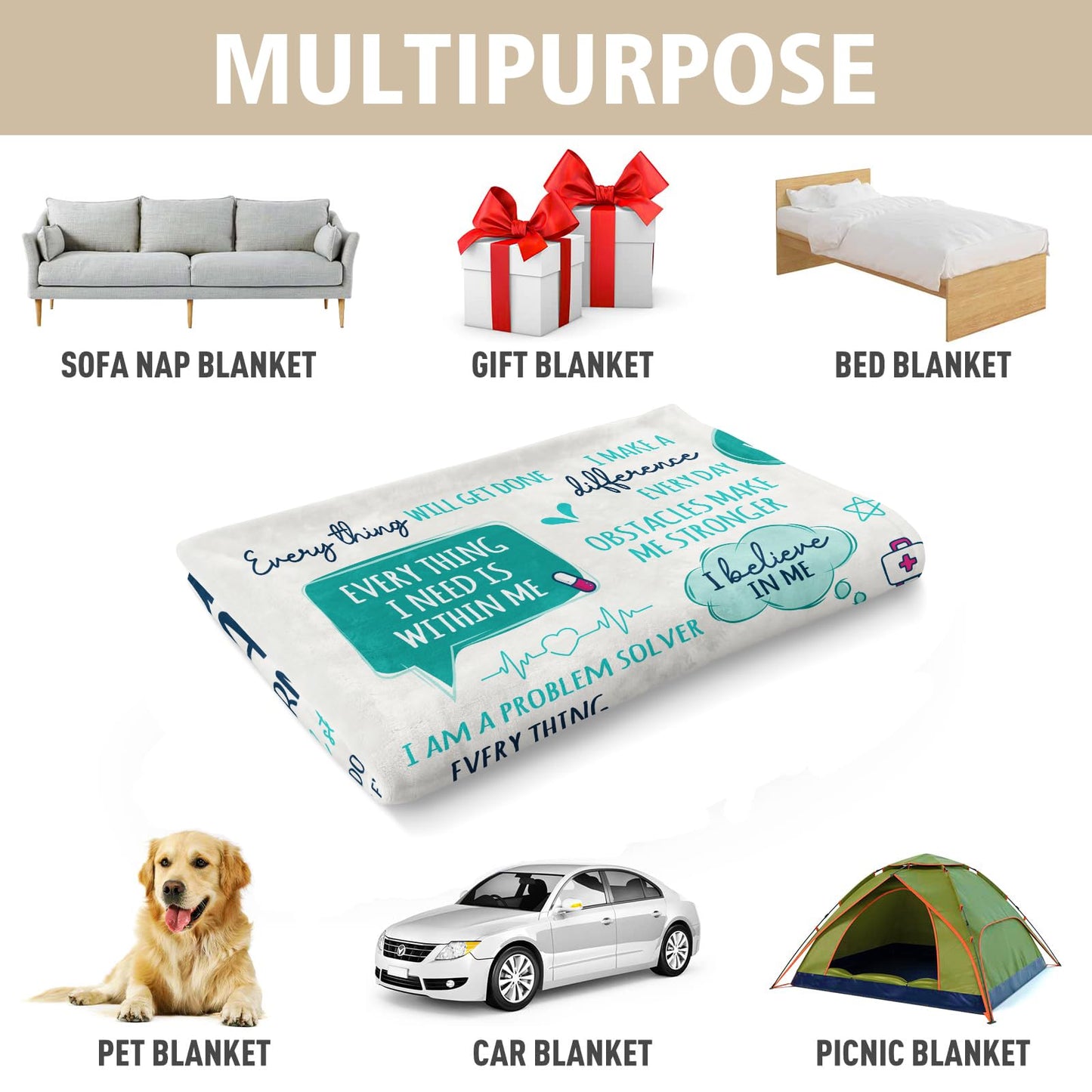 Craftique Nurse Gifts for Women Men- Soft Nurse Blanket with Daily Affirmations- Christmas LPN RN Gifts for Nurses Practitioner, Nursing School Graduate Birthday Appreciation Gift, Nurses Week/Day