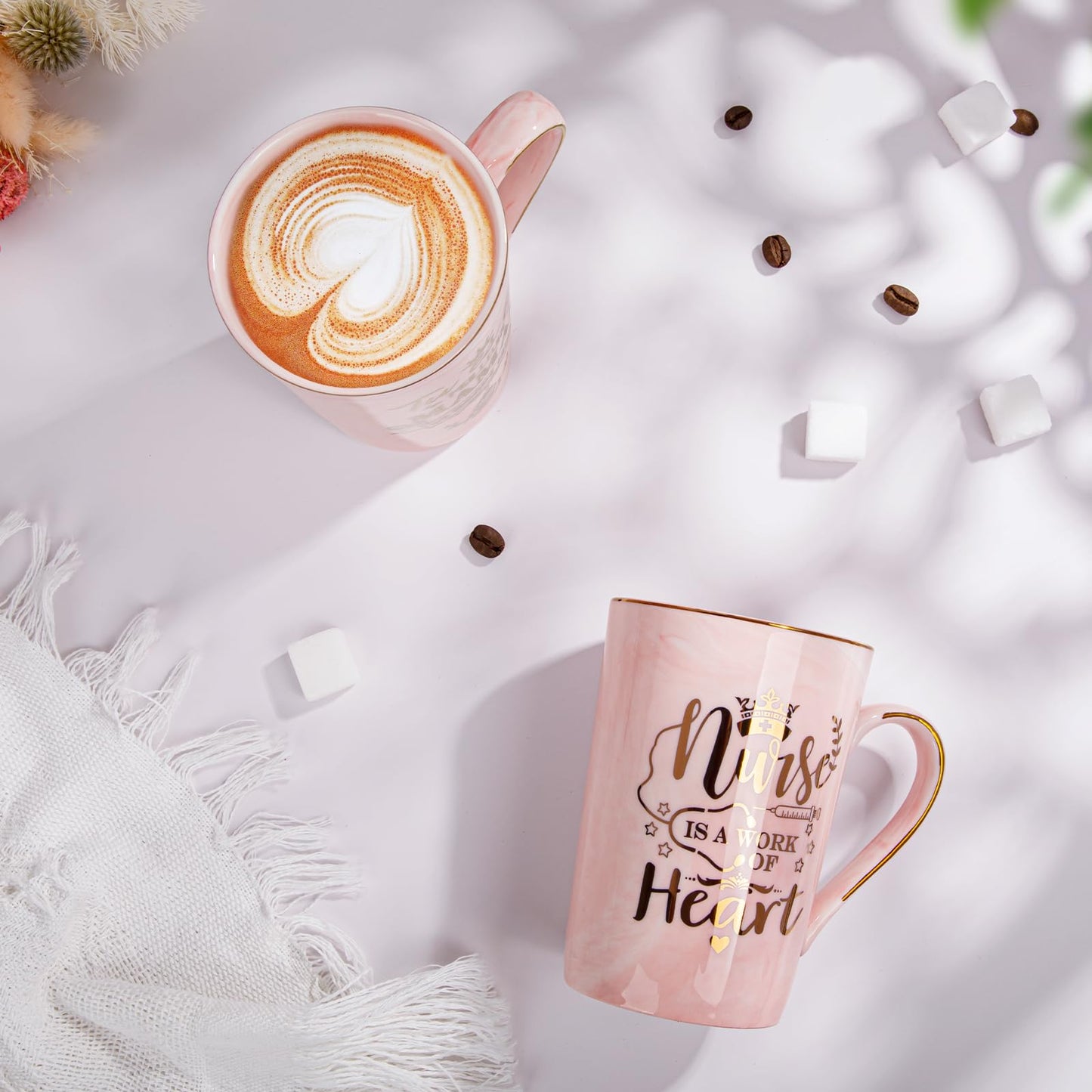 Nurse Gifts for Women, Funny Nurse Mug with Gold Print, Nurses Week Retirement Graduation Appreciation Present, School Nursing Student RN Practitioner, 14oz Pink Marbled Ceramic Cup, Nice Gift Boxed