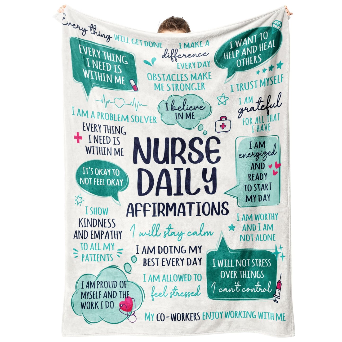 Craftique Nurse Gifts for Women Men- Soft Nurse Blanket with Daily Affirmations- Christmas LPN RN Gifts for Nurses Practitioner, Nursing School Graduate Birthday Appreciation Gift, Nurses Week/Day