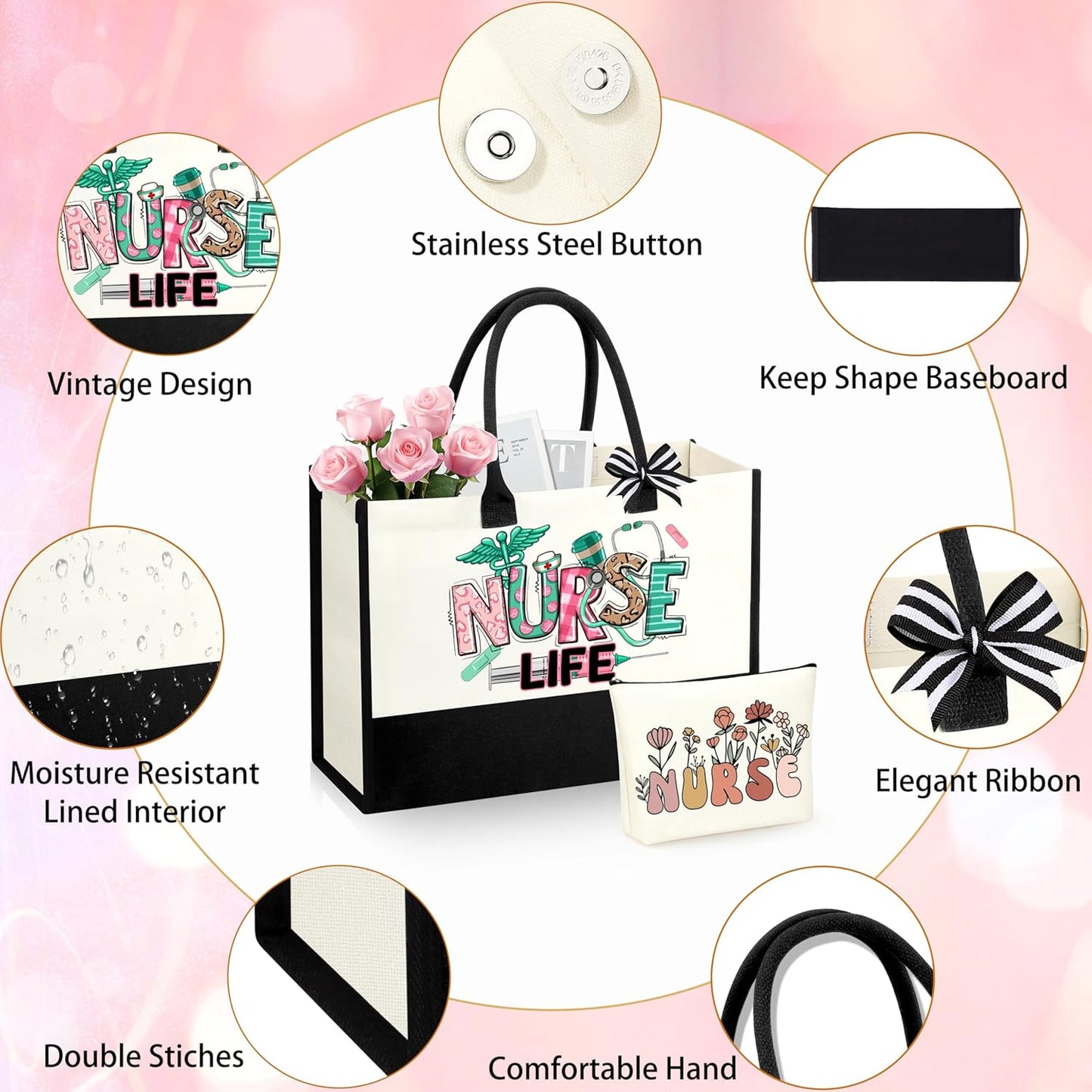 Nurse Gifts Nurse Appreciation Gift Set for Women Christmas Gifts for Nurses Week Nurses Graduation Gift for Nursing Student with Canvas Bag Socks Affirmations Cards 16 Oz Can Glass