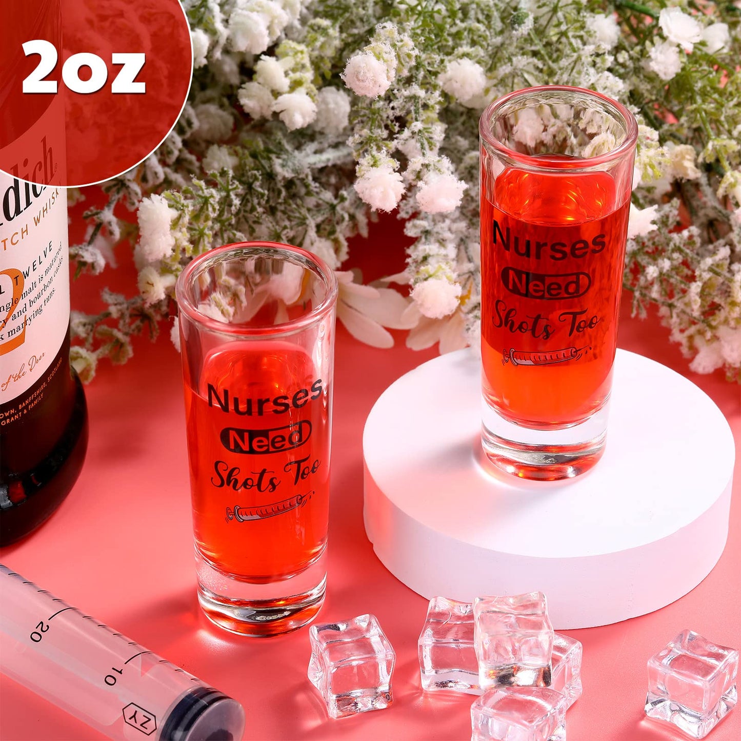 Patelai Nurse Need Shots Too, Funny Glass Gift for Women and Male Mom Sister or Friend Present for Nursing Graduation Nurses Day Party 2 oz(2 Pieces,2.36 x 1.97 Inches)