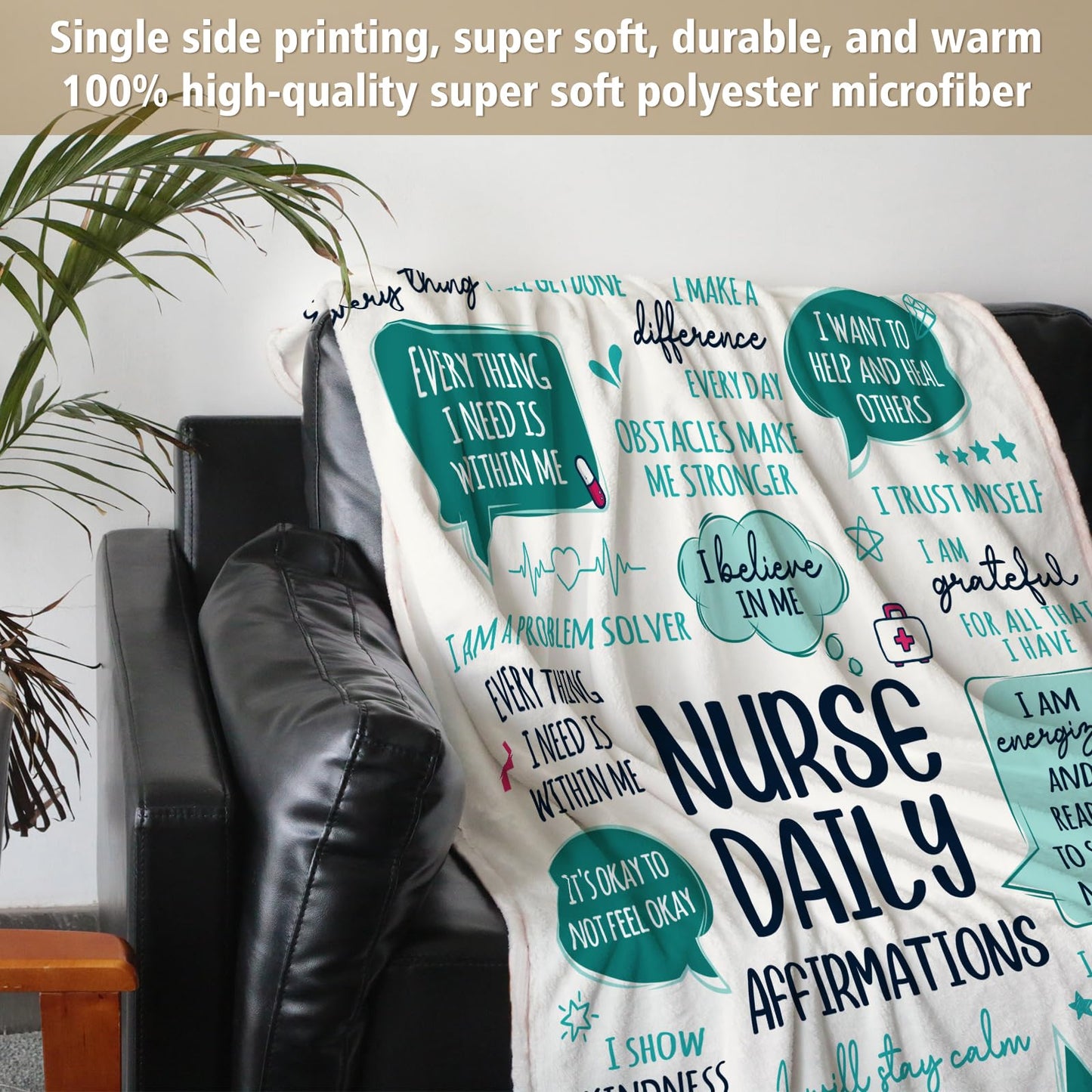 Craftique Nurse Gifts for Women Men- Soft Nurse Blanket with Daily Affirmations- Christmas LPN RN Gifts for Nurses Practitioner, Nursing School Graduate Birthday Appreciation Gift, Nurses Week/Day