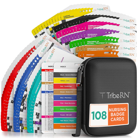 Tribe RN PocketGuru Nursing Pocket Reference Cards - School Essentials Cheat Sheet for Nurses - More Info Than Nursing Badge Card or Flashcards - 108 Quick Access Pocket Cards