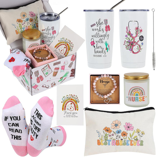 Nurse Gifts for Women, Nurses Week Gifts, Nurse Appreciation Gifts, Nurse Tumbler Mug Cup Basket Gifts Set for Nurse Graduation, Nursing School, Nurse Practitioner