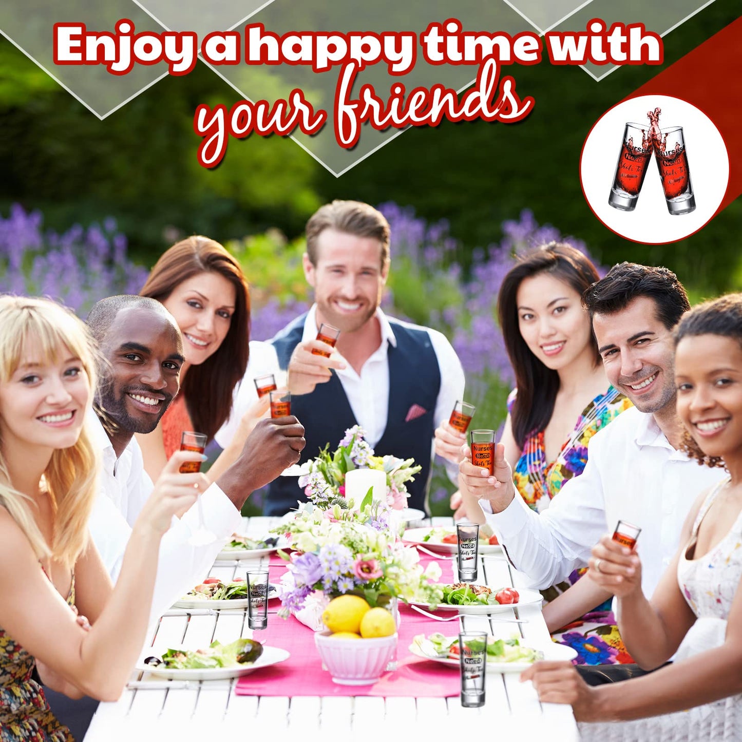 Patelai Nurse Need Shots Too, Funny Glass Gift for Women and Male Mom Sister or Friend Present for Nursing Graduation Nurses Day Party 2 oz(2 Pieces,2.36 x 1.97 Inches)