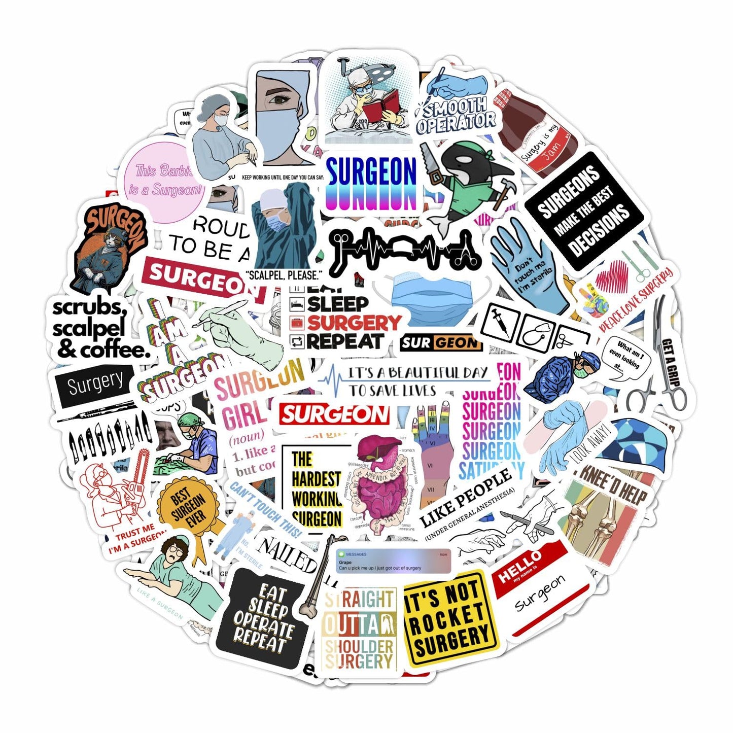 BulbaCraft 100Pcs Funny Nurse Stickers, Funny Nurse Gifts, Nursing Stickers, Medical Decals for Computer, Cups, Planner Laptop Decals, Gifts for Women & Men