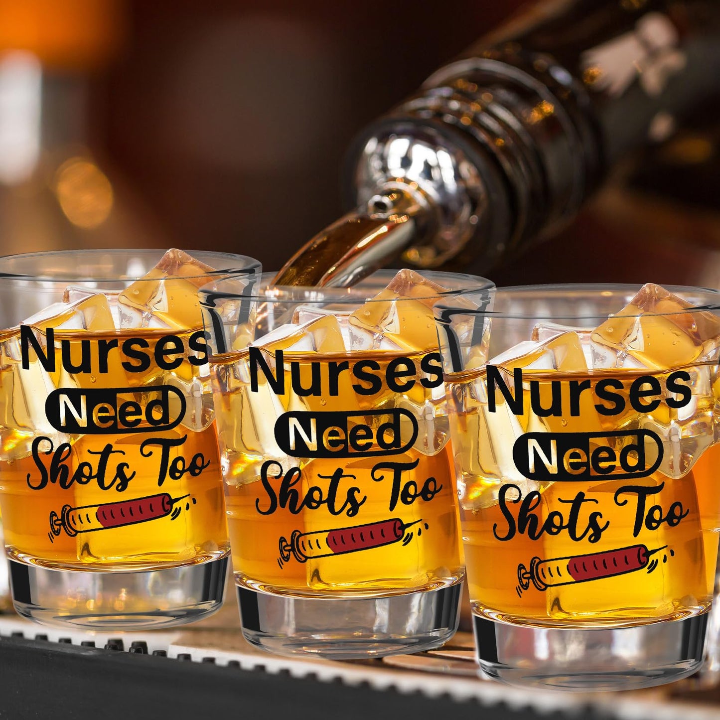 Patelai Nurse Need Shots Too, Funny Glass Gift for Women and Male Mom Sister or Friend Present for Nursing Graduation Nurses Day Party 2 oz(2 Pieces,2.36 x 1.97 Inches)