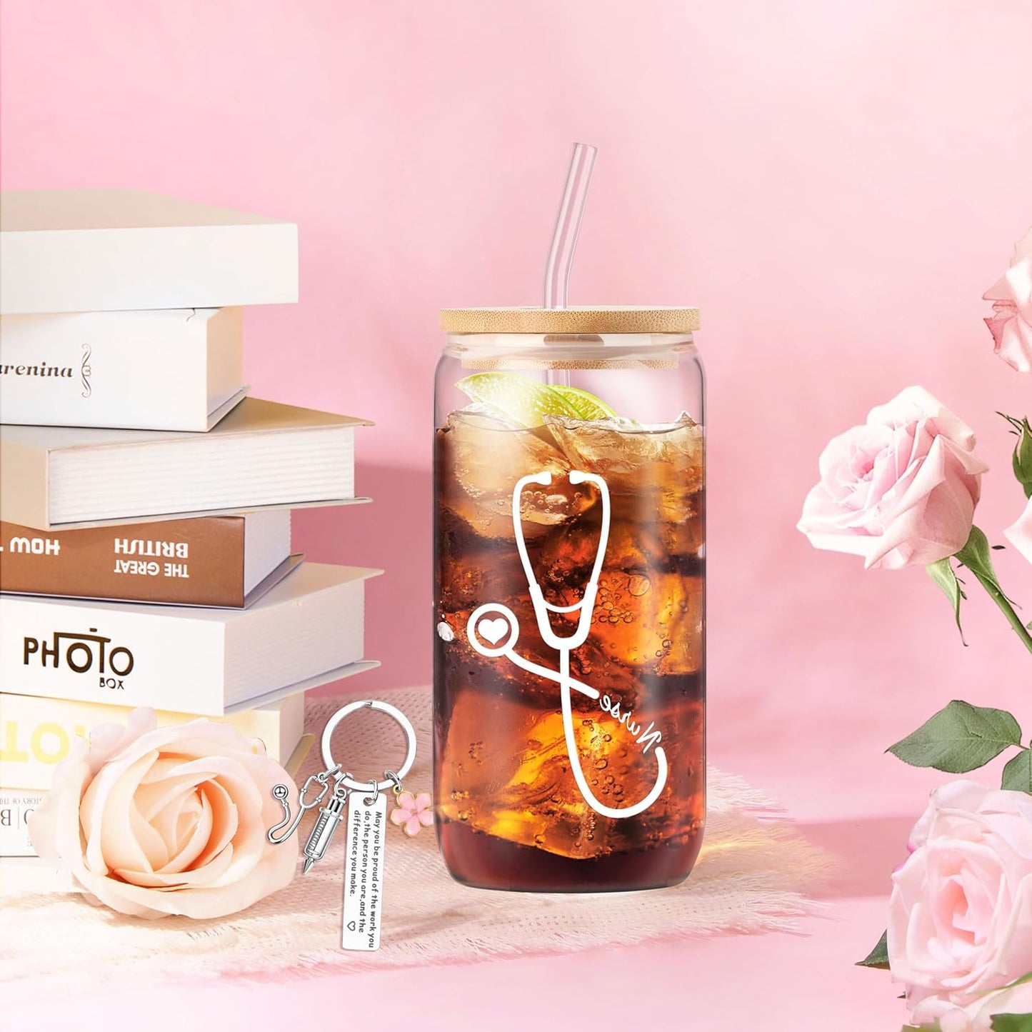 Nurse Gifts Nurse Appreciation Gift Set for Women Christmas Gifts for Nurses Week Nurses Graduation Gift for Nursing Student with Canvas Bag Socks Affirmations Cards 16 Oz Can Glass