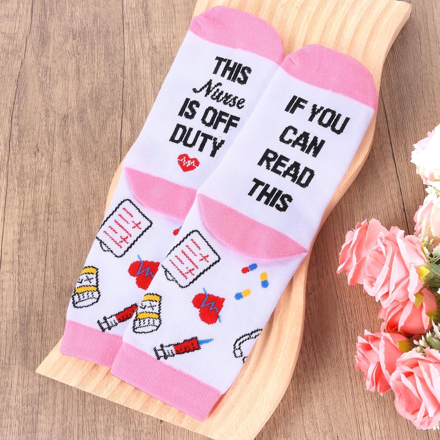 Nurse Appreciation Gifts: Canvas Beach Bag, Glass Cup, Socks, Keychain, Badge Reel Holder