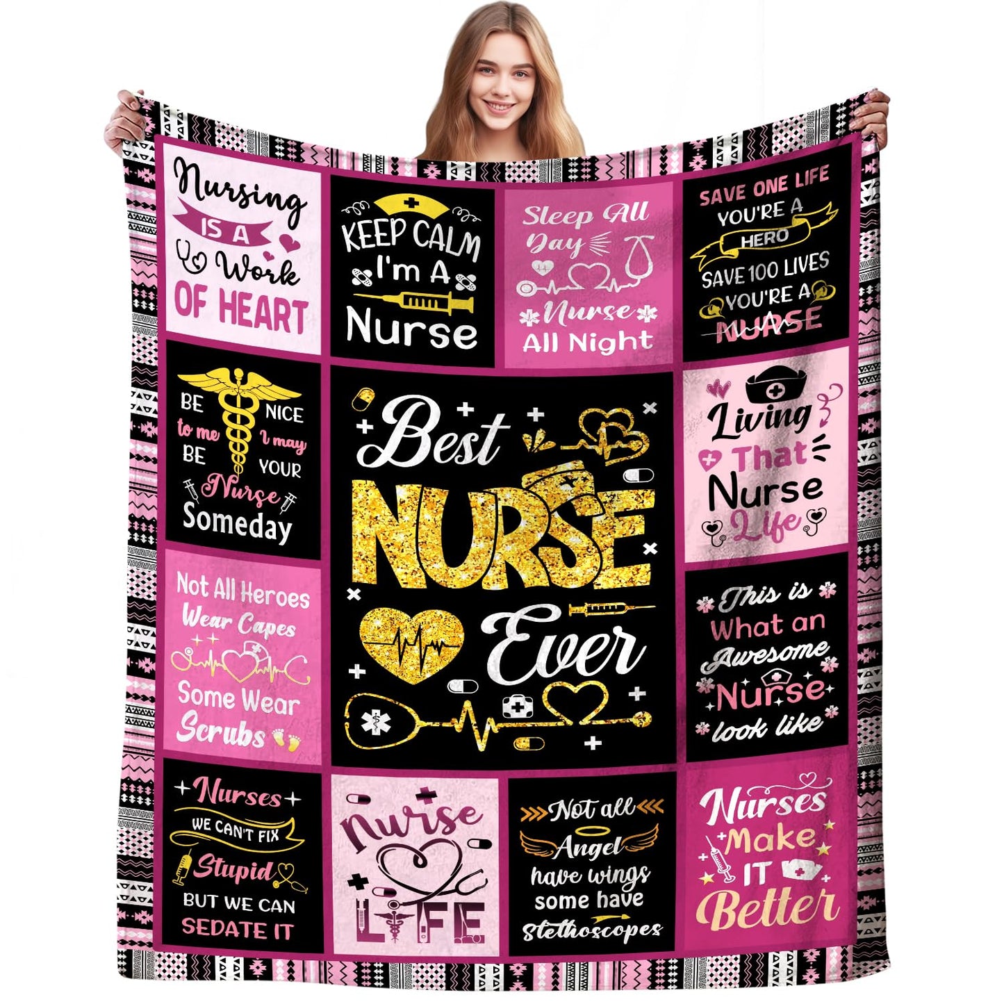 Nurse Blanket Gifts for Women,Cool Nursing Practitioner Nurse Graduation Gifts for Women Nurses Week Best Nurse's Day Throw Blankets for Nurses 50"X40"