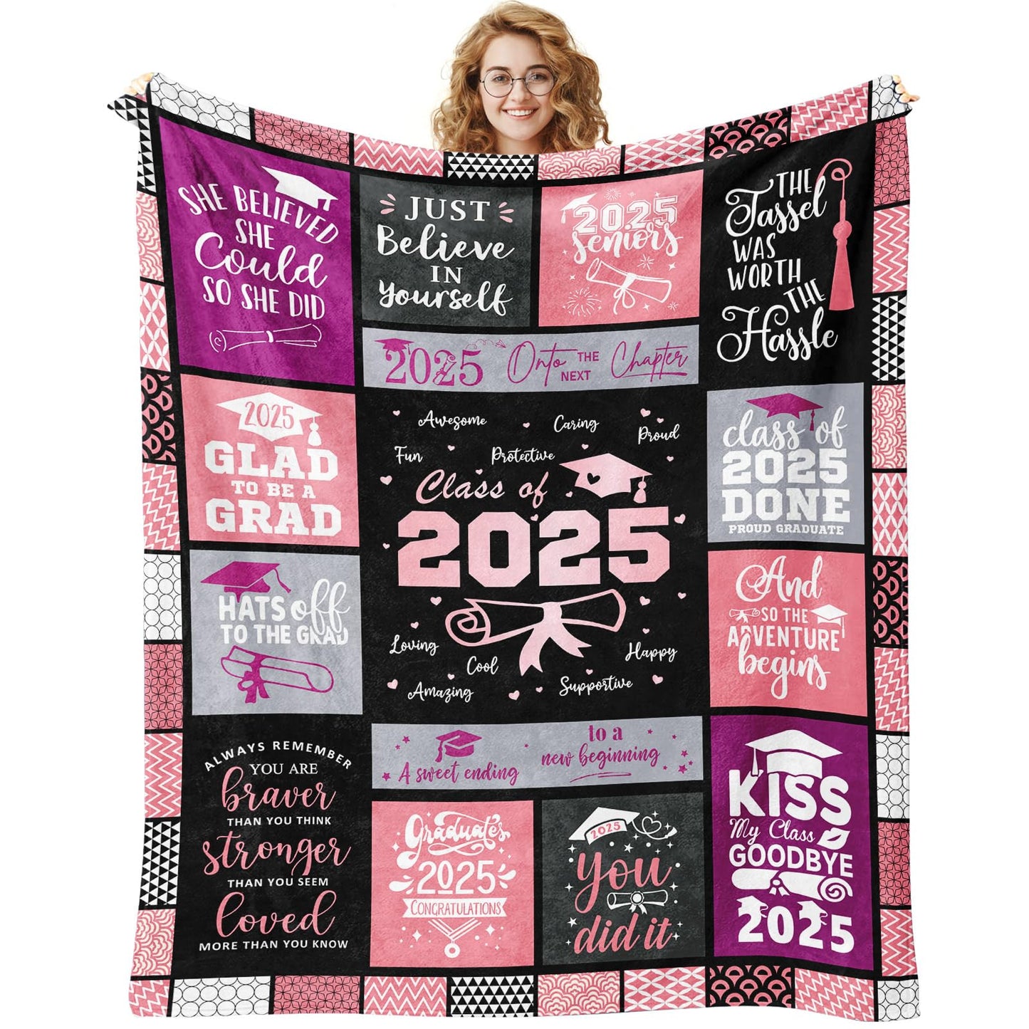 Graduation Gifts - Graduation Gifts for Her 2025 - 2025 Graduation Decorations of Class - Female Phd Graduation Gifts - Girl/Women High School College/Masters Degree Graduation Blanket 50" X 60"