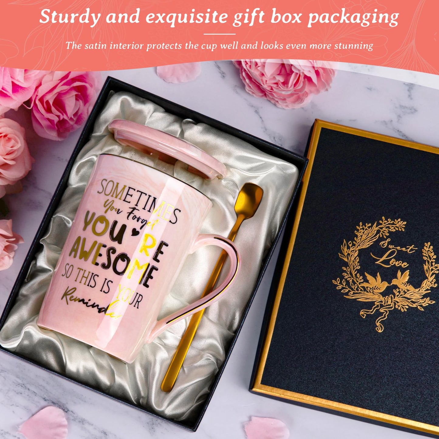 Nurse Gifts for Women, Funny Nurse Mug with Gold Print, Nurses Week Retirement Graduation Appreciation Present, School Nursing Student RN Practitioner, 14oz Pink Marbled Ceramic Cup, Nice Gift Boxed