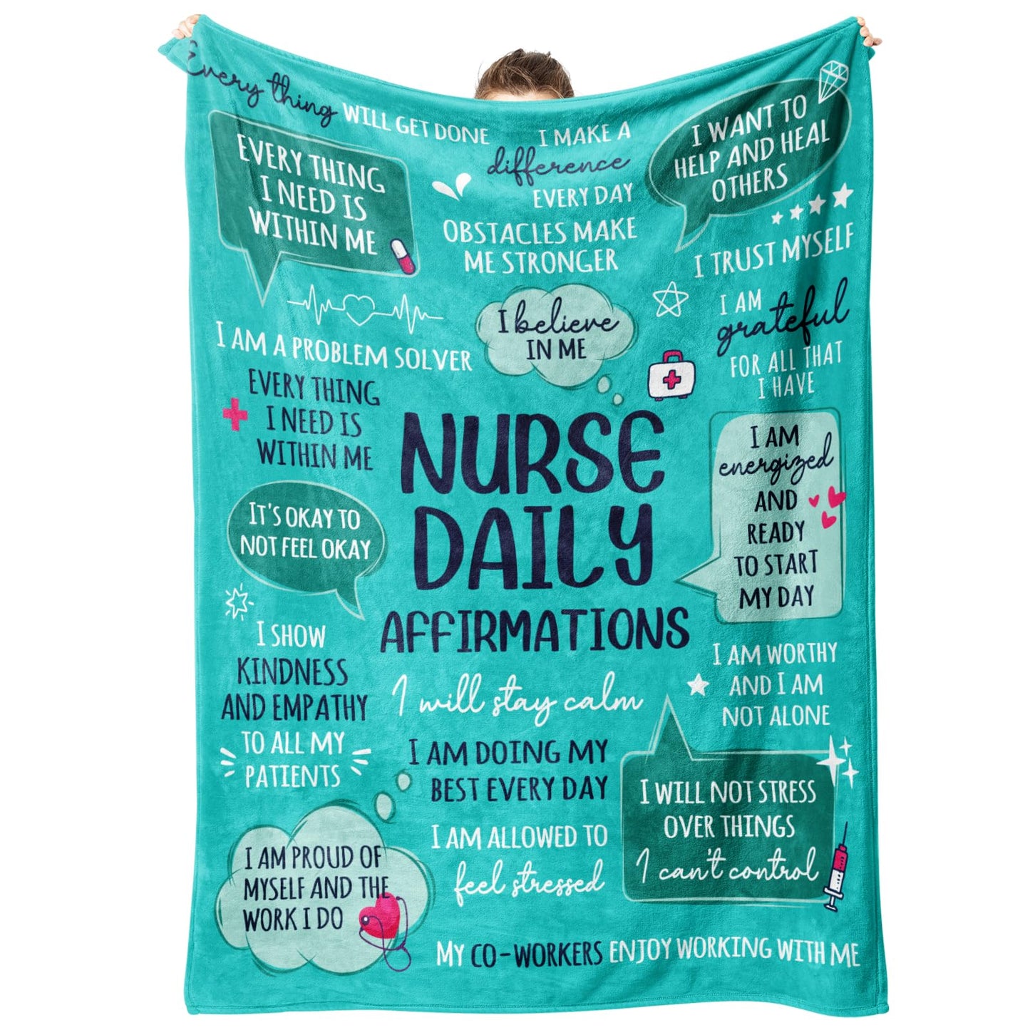 Craftique Nurse Gifts for Women Men- Soft Nurse Blanket with Daily Affirmations- Christmas LPN RN Gifts for Nurses Practitioner, Nursing School Graduate Birthday Appreciation Gift, Nurses Week/Day