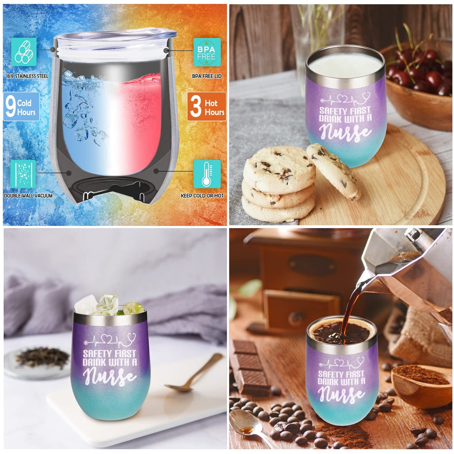 Nurse Appreciation Gift Box for Women - Graduation, Nursing School, Christmas, Practitioner, RG - Wine Tumbler Set