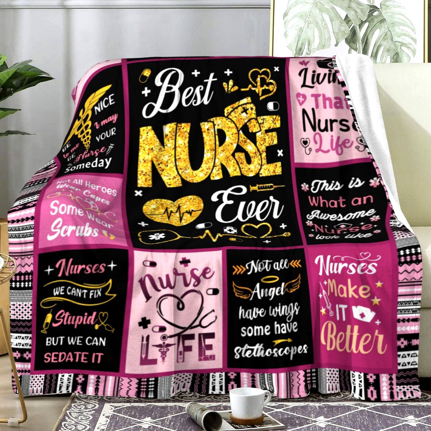 Nurse Blanket Gifts for Women,Cool Nursing Practitioner Nurse Graduation Gifts for Women Nurses Week Best Nurse's Day Throw Blankets for Nurses 50"X40"