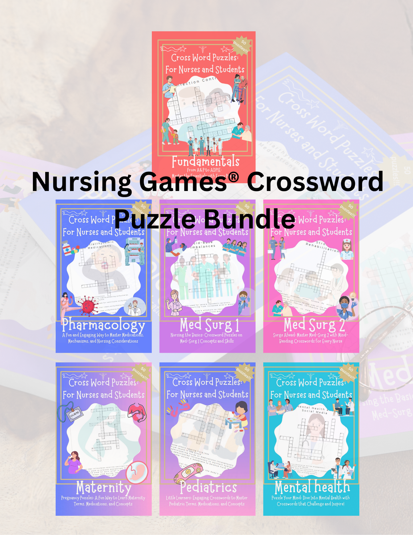 🩺 Nursing Games® Crossword Puzzle Book Series BUNDLE